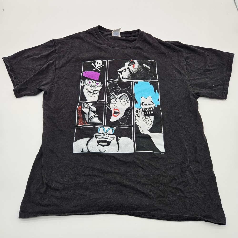 Disney Villains‎ T Shirt Black Graphic Print Short Sleeve Crew Neck Size Large